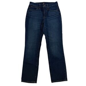 J.Crew Essential Straight Jean Denim Blue Jeans Cotton Stretch Sz 24 Stretch